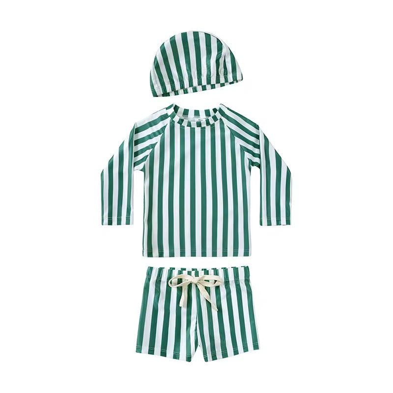 Green Striped Swim Set